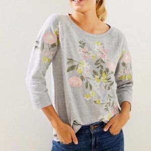 Loft Floral Embroidered Sweatshirt in Grey M